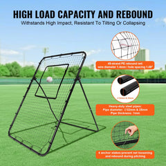 4x6 ft baseball and softball rebounder net with adjustable angles and durable frame.