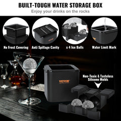 Silicone mold for making four 2.36-inch crystal clear ice spheres for drinks.