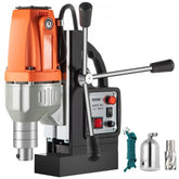 Orange Bostome 980W magnetic drill press with 35mm boring capacity and crank handle.