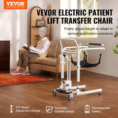 Bostome Electric Patient Lift Transfer Chair with adjustable height and folding design for easy storage.
