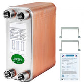 Bostome 60 Plate Brazed Heat Exchanger in 316L stainless steel with compact design and ports.