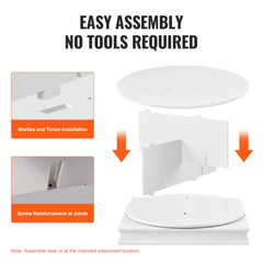 Diagram of easy no-tools assembly for 7-tier rotating shoe rack using mortise and tenon joints.