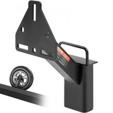 Bostome Trailer Spare Tire Carrier for 4-8 lug wheels, made of black powder-coated wrought iron.