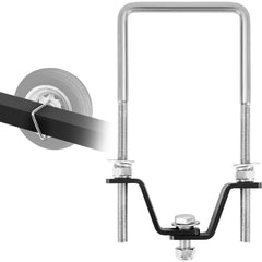 Zinc-plated U-bolt spare tire carrier with 160 lbs capacity and mounting hardware.