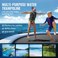 Bostome 13ft inflatable water trampoline with a large bouncing surface and sturdy construction.