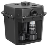 Bostome 1/2 HP utility sink pump with a 6-gallon basin and automatic float switch for drainage.