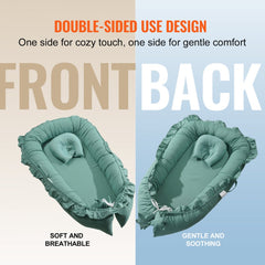 Bostome Baby Lounger in cotton with U-shaped headrest and thick mattress for newborn support.