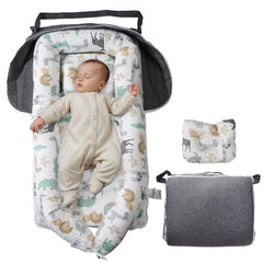Bostome Baby Lounger in 100% cotton with headrest and portable design for newborns.