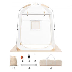 Bostome 1-person waterproof clear bubble sports tent, 50x50 inches, with fiberglass frame and carry bag.