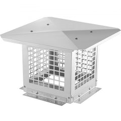 9x9 inch 304 stainless steel chimney cap with wind-resistant mesh guard.