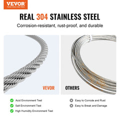 Bostome 1/16" T304 stainless steel wire rope cable railing in a 330 ft length.