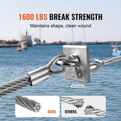 Bostome 1/8" T304 stainless steel cable railing wire rope in 100 ft length with polished finish.