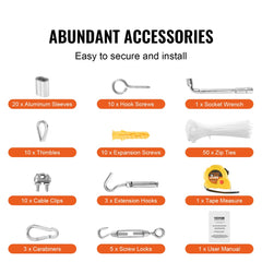 Bostome 1/8" T304 stainless steel cable railing wire rope, 100 ft, with polished surface and durability.