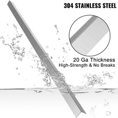 Stainless steel corner guards in a 10-pack, measuring 0.5x0.5x48 inches, with polished edges.