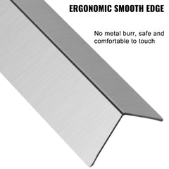 Close-up of ergonomic smooth edge on stainless steel corner guard, burr-free and safe to touch.