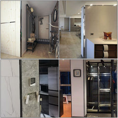 24 stainless steel 90-degree corner guards, 1.5x1.5x48 inches, shown installed on walls.