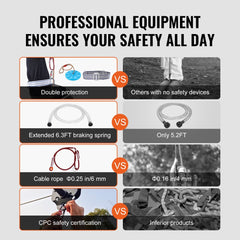 Bostome 120ft zipline kit with steel wire rope, pulley, and dual safety harness system.