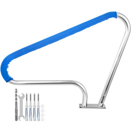 Bostome 48"x36" pool handrail made of rust-resistant 304 stainless steel with a 250lbs capacity.