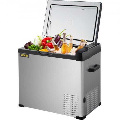 Bostome 53 Qt Portable Car Refrigerator with app control and digital panel for temperature regulation.