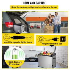 Bostome 53 Qt Portable Car Refrigerator with app control and digital panel for temperature regulation.