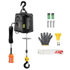 Bostome electric hoist winch with wired remote, 1500W motor, and durable steel wire rope.