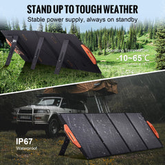 Bostome 120W foldable solar panel with monocrystalline cells and IP67 waterproof rating.