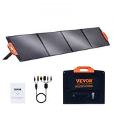 Foldable 200W solar panel charger with monocrystalline cells and waterproof ETFE surface.