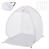 White pop-up spray paint tent booth with stakes, 40x35x40 inches, portable and foldable.