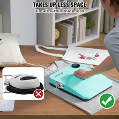 Bostome 10x12" portable heat press machine with digital display and Teflon-coated plate.