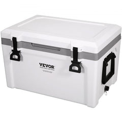 Bostome 52QT hard cooler with a heavy-duty handle and built-in cup holder for outdoor use.