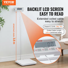 Bostome Professional Digital Physician Scale with stainless steel platform and backlit LCD display.
