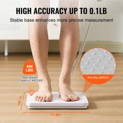 Digital physician scale with a 440lb capacity and backlit LCD for easy weight tracking.