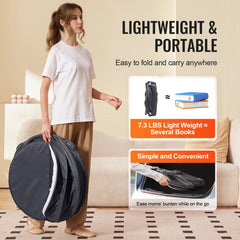 Portable baby bassinet with a folding design, canopy, and two developmental toys.