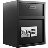 Black carbon steel depository safe with electronic keypad lock and drop slot, 1.7 cu ft.