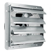 Bostome 16" shutter exhaust fan with aluminum construction and wall mount design.