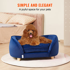 Bostome Velvet Pet Sofa in a boat-like design, suitable for medium dogs and cats up to 81 lbs.
