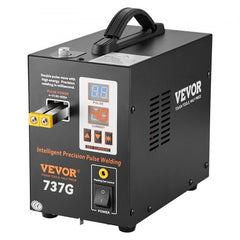 Portable Bostome 737G pulse battery spot welder with digital display, handle, and dual modes.