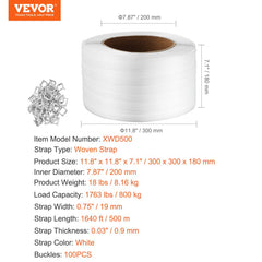 Bostome woven strapping roll, 3/4" wide, 1640' long, designed for heavy-duty packaging needs.