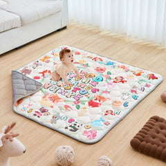 Soft, thickened baby play mat with educational patterns and anti-slip dots for safety.
