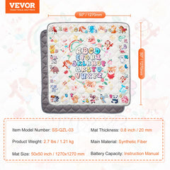 Soft, thick baby play mat with educational patterns and anti-slip dots for safe crawling.