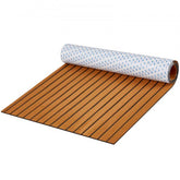 Rolled EVA foam boat flooring in teak pattern, 94.5x35.4in, non-slip and self-adhesive.