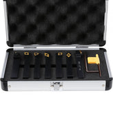 Set of seven 1/2" indexable carbide lathe tools in a compact aluminum case.