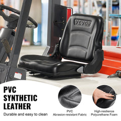 Bostome Universal Forklift Seat with fold-down design, adjustable backrest, and micro switch.