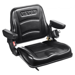 Bostome Universal Forklift Seat with fold down design, adjustable back, and armrests.