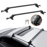 Aluminum roof rack cross bars with a 155 lbs capacity for SUVs, sedans, and vans.