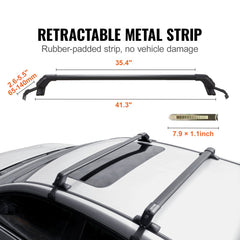Aluminum roof rack cross bars with a 155 lbs capacity, designed for easy installation on vehicles.