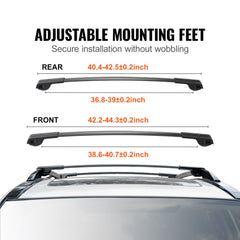 Bostome aluminum roof rack cross bars for Subaru Forester 2014-2022 with adjustable feet.