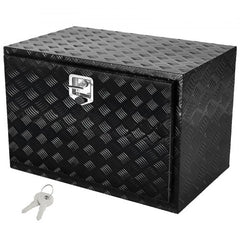 Bostome 48" aluminum underbody truck tool box with a tread pattern and lockable handle.