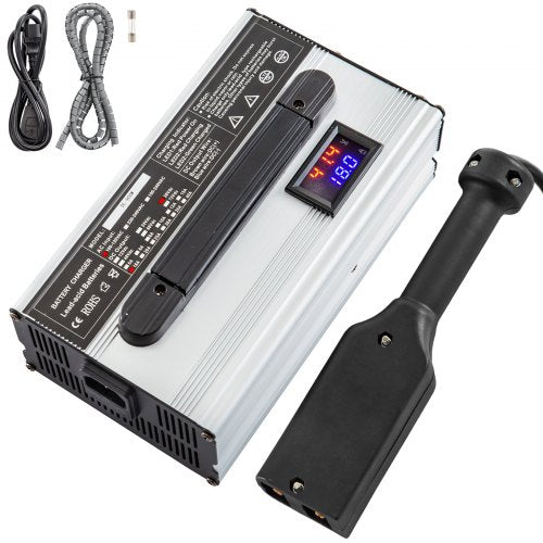 Bostome 36V 18A golf cart battery charger with LED indicators and Powerwise plug.