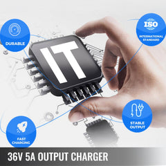 Bostome 36V 5A golf cart battery charger with D-Plug for Club Car and Yamaha models.